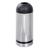 Safco Open Top Dome Waste Receptacle, Steel, 15 Gal, Stainless Steel/Black