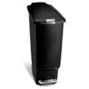 Simplehuman 40 Liter / 10.6 Gallon Slim Plastic Kitchen Step Trash Can Black