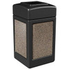 Stonetec 42 Gal. Square Trash Can W/ Open-Top Lid (Black/Riverstone)