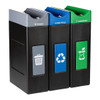 Commercial Zone Avante 3-Stream Trash, Recycling And Compost Center, 3-30-Gallon Narrow Open Top Units, Liners Included