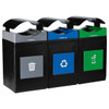 Commercial Zone Avante 3-Stream Trash, Recycling And Compost Center, 3-55-Gallon Units, W/Canopy Lids, Liners Included