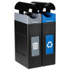 Commercial Zone Avante 2-Stream Trash And Recycling Center, 2-30-Gallon Narrow Units W/Canopy Lids, Liners Included