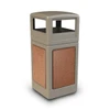 Commercial Zone Products Stonetec 42 Gallon Square Trash Receptacle W/ Sedona Panels And Dome Lid