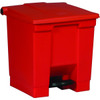 Rubbermaid Commercial 8 Gal Plastic Rectangular Front Step-On Trash Can (Red)