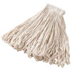 Rubbermaid Commercial 24 Oz. Cotton Wet Mop Head, Looped-End, Universal Headband, White, 12-Pack