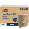 Tork Paper Hardwound Roll Towel, Universal, 1-Ply, Natural, H21 (6 Rolls X 800 Ft)
