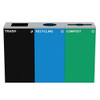 Alpine Industries 87g Steel Blue Recycling Bin - Green Compost Binblack
