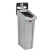 Rubbermaid Commercial Slim Jim 23 Gal. 1-Stream Landfill Bin For Recycling Station, Gray And Black