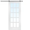 Mmi Door Primed 15 Lite 36" X 84" Kit With Black Barn Door Hardware