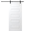 Mmi Door Primed Rockport 36" X 80" Kit With Black Barn Door Hardware