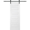 Mmi Door Primed Rockport 36" X 96" Kit With Black Barn Door Hardware