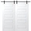 Mmi Door Primed Rockport 72" X 80" Kit With Black Barn Door Hardware