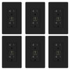 Elegrp 30w 6.0 Amp 3-Port USB Wall Outlet, Matte Black Package Of 6 R1820D60CC-BL6