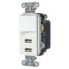 Hubbell Wiring Single Pole Three Way Switch/USB 15a 120v Combo Recp White