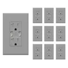 Elegrp 4a Dual Type A USB With 20a Duplex Outlet, Gray, Package Of 10