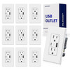 Elegrp 21w Type A & Type C USB Outlet, 15 Amp, White, Package Of 10