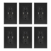 Elegrp 4a Dual Type A USB With 15a Duplex Outlet, Black, Package Of 6