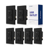 Elegrp 38w Type A & C USB Wall Outlet Black Package Of 6