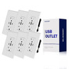 Elegrp 3-Port USB Wall Outlet, Dual Type C & A Ports, Matte White Package Of 6