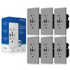 Elegrp 3-Port USB Wall Outlet, Dual Type A & C Ports, Matte Gray Package Of 6