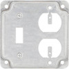Raco 2-Gang Exposed Work Square Cover For 1 Toggle Switch And 1 Duplex Outlet, 4" W, Steel Metallic