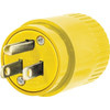 Hubbell Grounding Clamptite Plug, 125 Vac, 15 A, 2 Poles, 3 Wires, Yellow