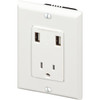 Maintenance Warehouse 15 Amp 125-Volt Tamper-Resistant Single Receptacle, Dual Usb-A Ports And Wall Plate In White