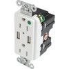 Hubbell 15 Amp 125 Volt Hospital-Grade Duplex Standard Outlet W/ Type A Usb Charger (White)