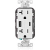 Leviton 20a Tamper Resistant Duplex Outlet W/Type A And Type-C USB Chargers Wht