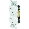 Hubbell 20 Amp 125 Volt Commercial/Industrial Self-Grounding Duplex Standard Outlet (White)
