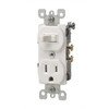 Leviton 15 Amp Commercial Grade Combination Single Pole Toggle Switch And Receptacle, White 5225-W