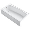 Kohler Villager 60lx30-1/4"Wx14'H Alcove Bath Drain, Apron, White, Left-Hand