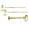 Westbrass Brass Bottle Trap 1/4-Turn Lavatory Kit, Valves/Risers, Polished Brass