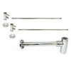 Westbrass Brass Bottle Trap 1/4-Turn Lavatory Kit Valves/Risers, Polished Nickel