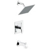 Seasons Westwind Single-Handle Square Shower And Tub Faucet Set, Chrome