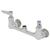 T & S Double Pantry Swivel Base Faucet, Wall Mount, 8" Centers, Less Nozzle