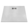Castico 48" L X 42" W X 1.125" H Composite Stone Shower Pan Drain White Sand