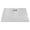 Castico 60" L X 42" W X 1.125" H Composite Stone Shower Pan Drain White Sand