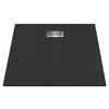 Castico 48" L X 42" W X 1.125" H Composite Stone Shower Pan Drain Graphite Sand