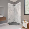 CASTICO Corner Neo 37"X37"X84" Solid Composite Stone Kit Carrara Walls Graphite