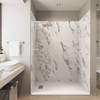 Castico 60x36x84" Alcove Solid Composite Stone Shower Kit Caramel Walls