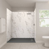 Castico 72x36x84" Solid Composite Stone Alcove Shower Kit Carrara Walls