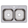 Elkay Dayton Ss 33x22x8-1/16" 1-Hole Equal Double Bowl Drop Chrome Faucet