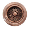Westbrass 3-1/2" Post Style Kitchen Basket Strainer In Antique Copper