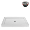 Streamline 48x36" Alcove Acrylic Shower Base In Glossy White W/Center Drain