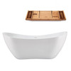 Streamline 71" Soaking Freestanding Tub And Tray W/Internal Drain Polishd Chrome