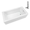 Streamline Nal-5620-Ch 66"X 32" Acrylic Alcove Bathtub White W/ RH Drain Chrome