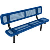 Ultrasite Blue Perforated 6' Bench With Back, 2" X 12", Inground Black Pc Frame