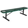 Ultrasite 6' Park Bench With Out Back, 2" X 12" Planks, Green Planks/Black Frame