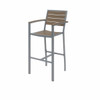 Kfi Eveleen Series Outdoor Barstool With Arms, Silver Frame, Mocha Seat